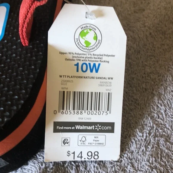 BNOB Time andTru wide width Multi Color Velcro strap sandals cushion sole - Picture 6 of 6
